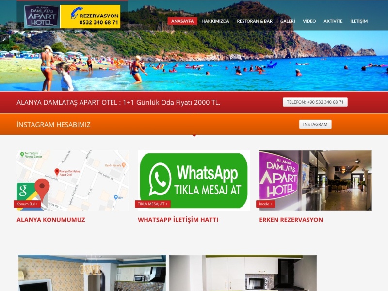 Damlatasapartotel Web Tasarım Masaüstü