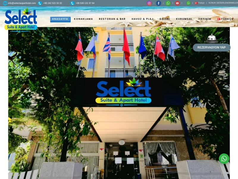 Selectaparthotel Web Tasarım Masaüstü
